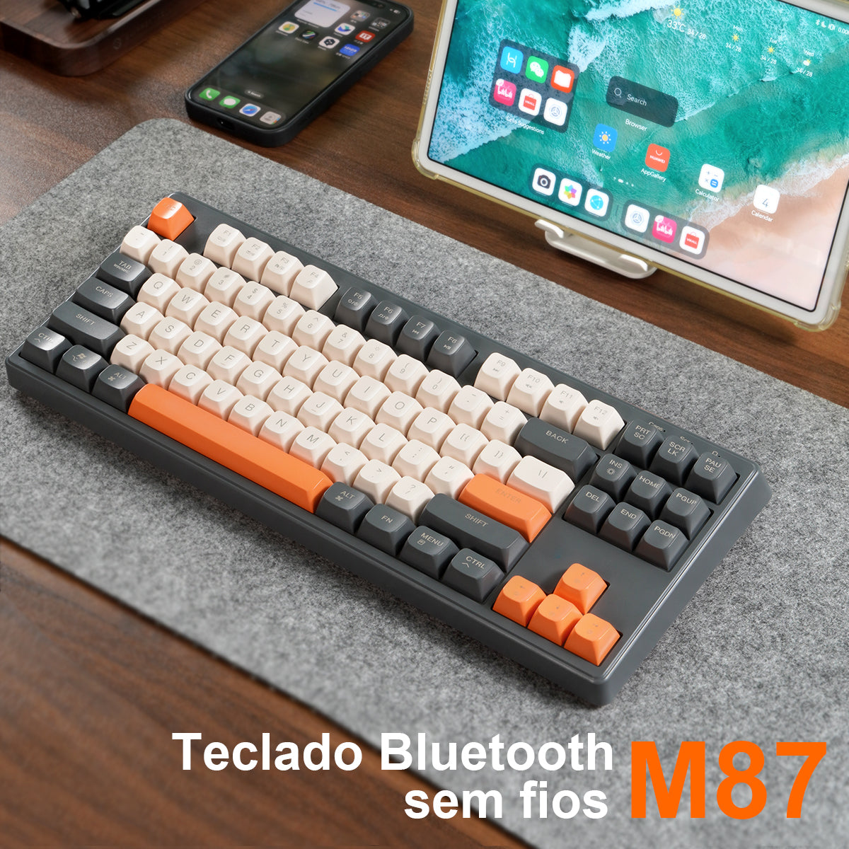 M87 Teclado Sem Fio , 2.4G Modo Duplo 87 De Jogo Keybaord Retroiluminado RGB Para Windows PC Laptop Game