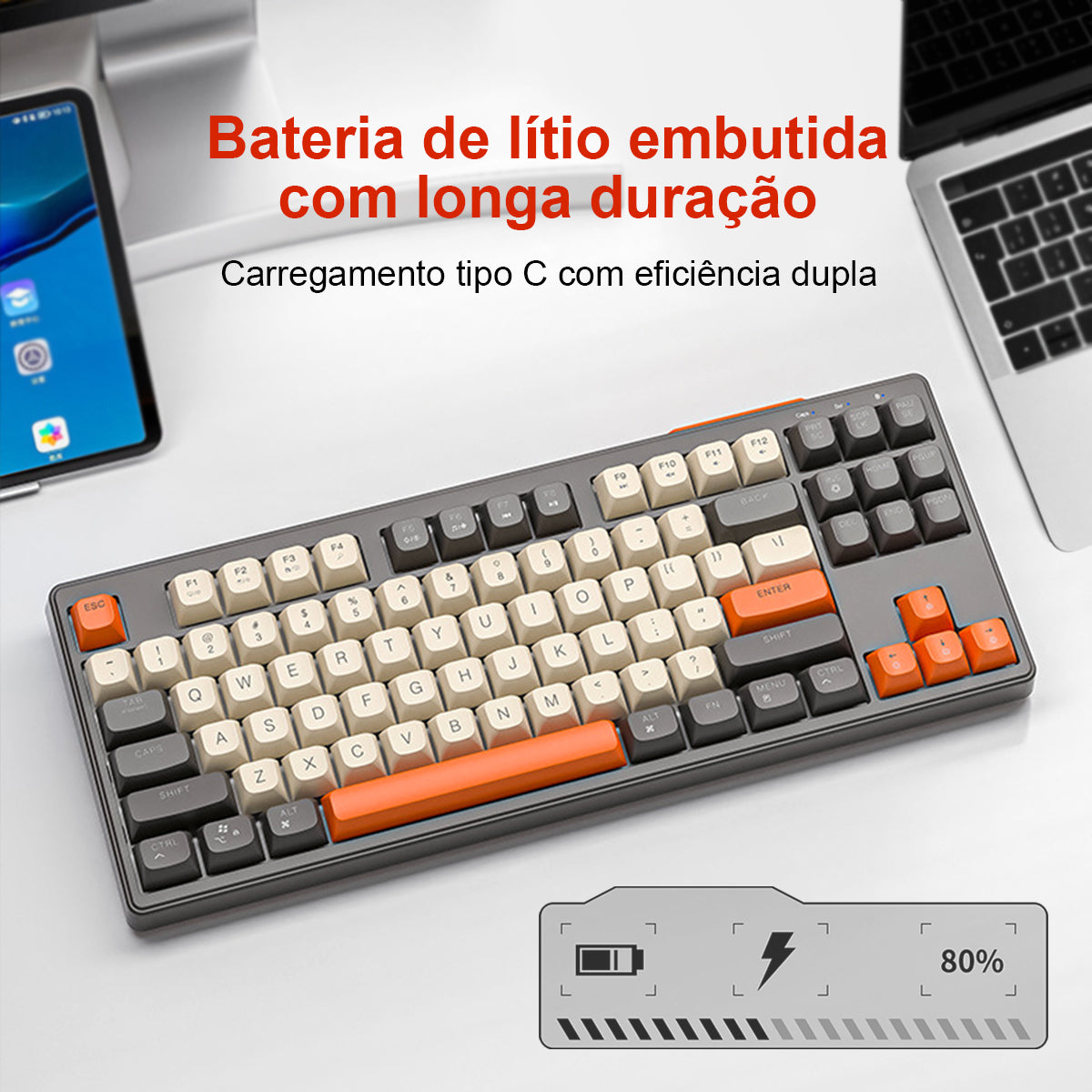 M87 Teclado Sem Fio , 2.4G Modo Duplo 87 De Jogo Keybaord Retroiluminado RGB Para Windows PC Laptop Game