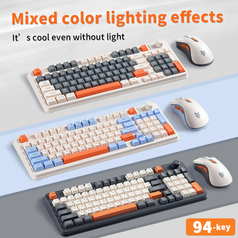 Teclado mecânico para jogos K82, conjunto de mouse e teclado para jogos com fio, com botão de volume independente, luz de fundo RGB para jogos de laptop com Windows PC (teclas de membrana)