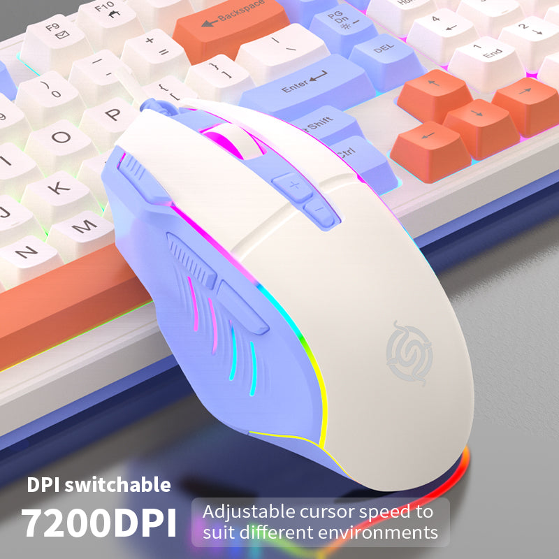 KM800 98 Key Mechanical Gaming Keyboard,Wired Gaming Keyboard Mouse Set, RGB Backlight Mechanical Keyboard,Colorful Breathing Backlit Gaming Mouse for Windows Laptops PC Gamers