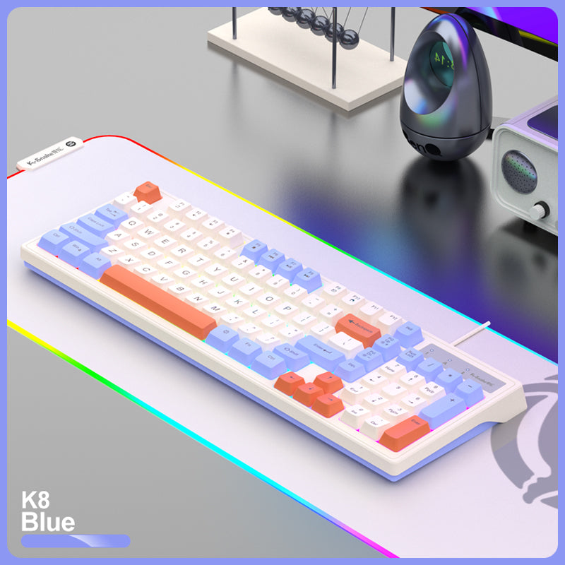 KM800 98 Key Mechanical Gaming Keyboard,Wired Gaming Keyboard Mouse Set, RGB Backlight Mechanical Keyboard,Colorful Breathing Backlit Gaming Mouse for Windows Laptops PC Gamers