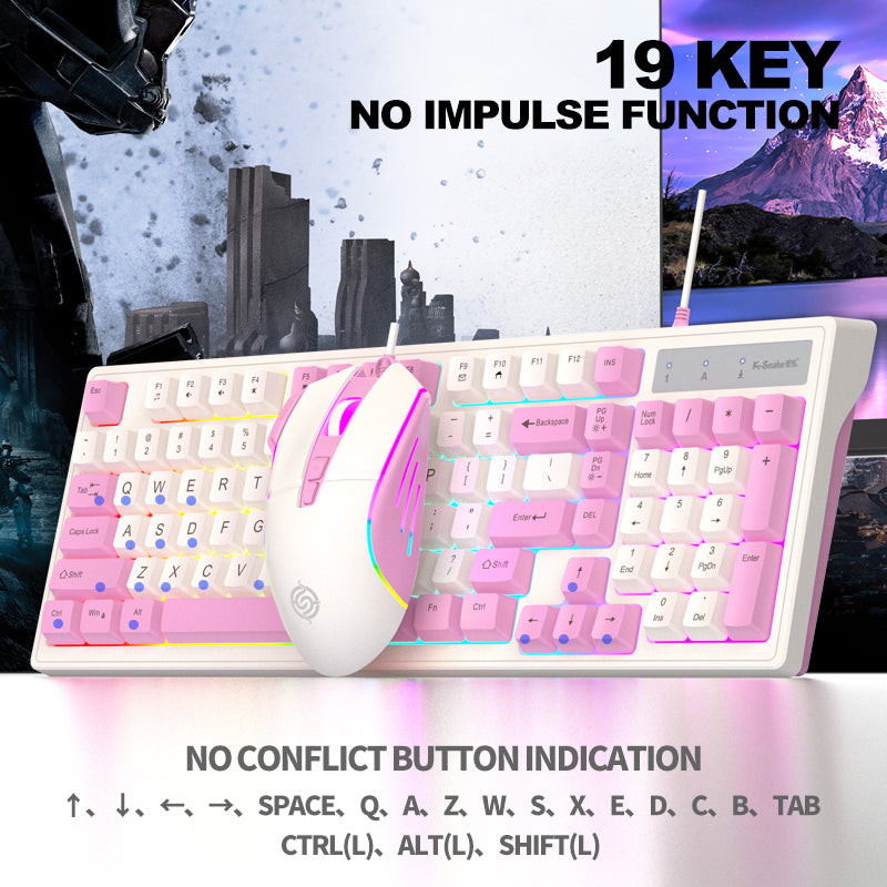 KM800 98 Key Mechanical Gaming Keyboard,Wired Gaming Keyboard Mouse Set, RGB Backlight Mechanical Keyboard,Colorful Breathing Backlit Gaming Mouse for Windows Laptops PC Gamers