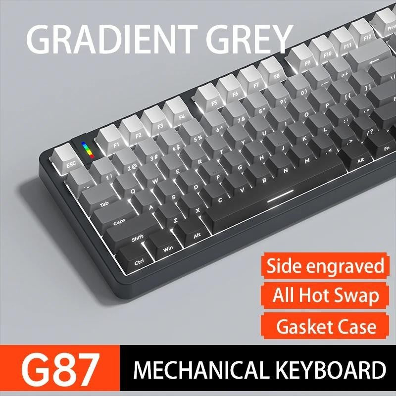 G87 Gasket Wired Mechanical Keyboard 87 Keys White Light Backlit Hot-swappable Gamer Keyboard PBT Keycaps Side Engraved