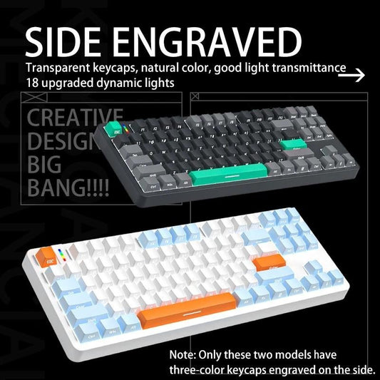 G87 Gasket Wired Mechanical Keyboard 87 Keys White Light Backlit Hot-swappable Gamer Keyboard PBT Keycaps Side Engraved