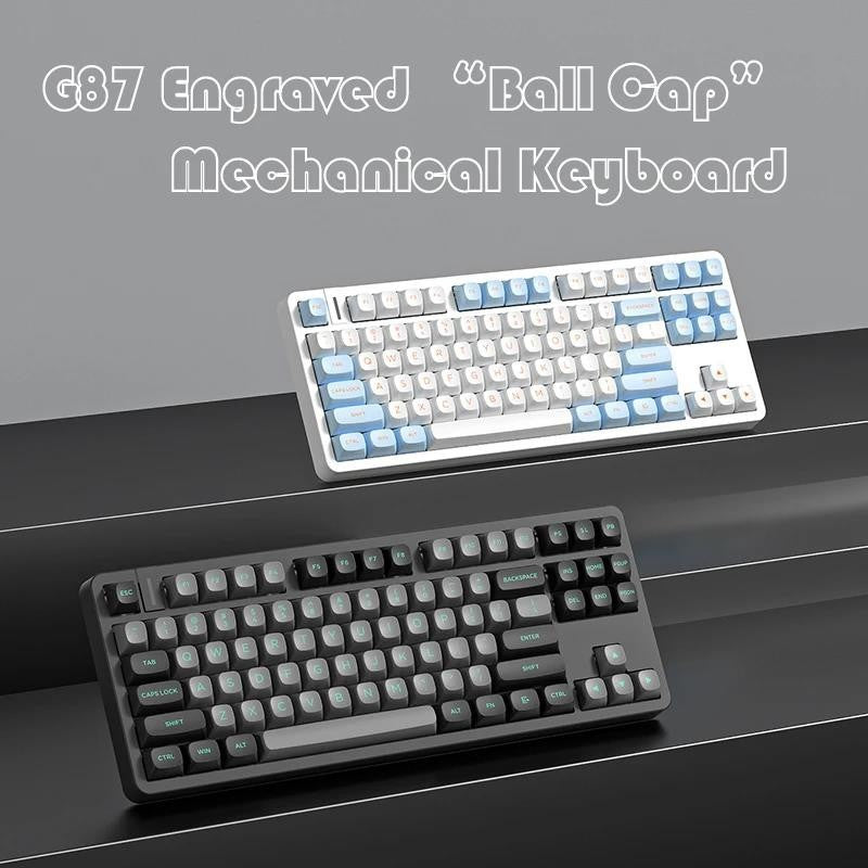 G87 Gasket Wired Mechanical Keyboard 87 Keys White Light Backlit Hot-swappable Gamer Keyboard PBT Keycaps Side Engraved