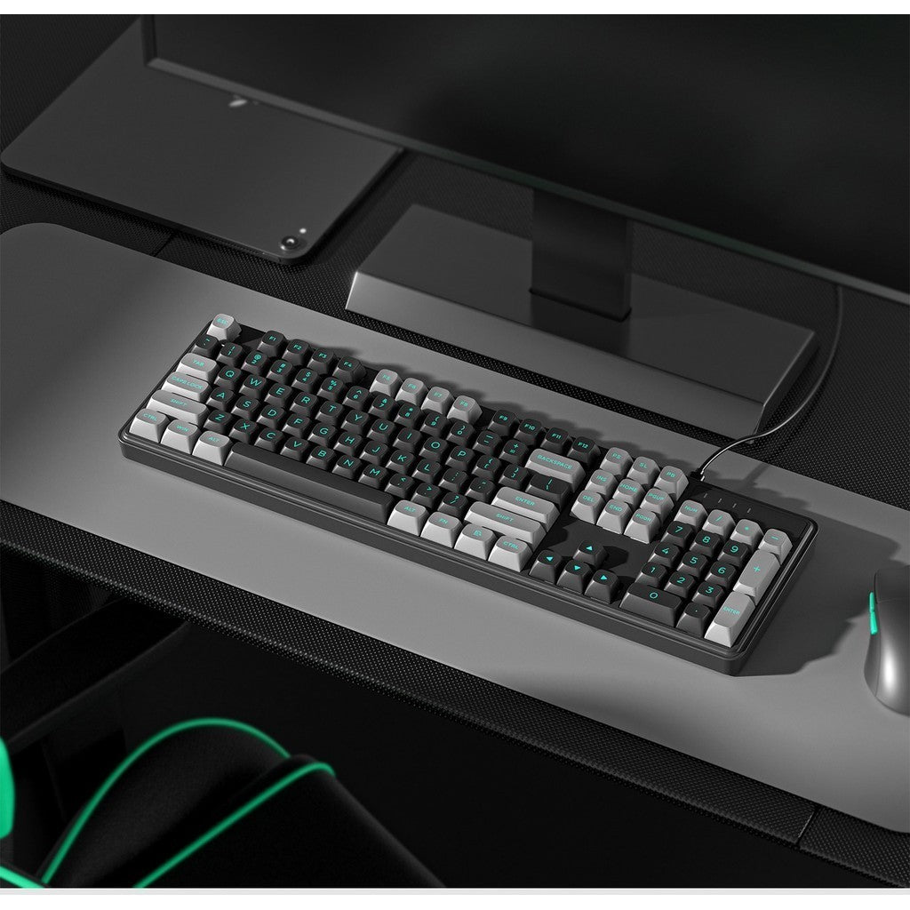 ZT104 Wired Mechanical Keyboard 104-Key,LED Backlit Wired Keyboard,PBT Keycaps Type-C USB Full- Key Hot-Swappable for Windows Computer Office Gaming PC